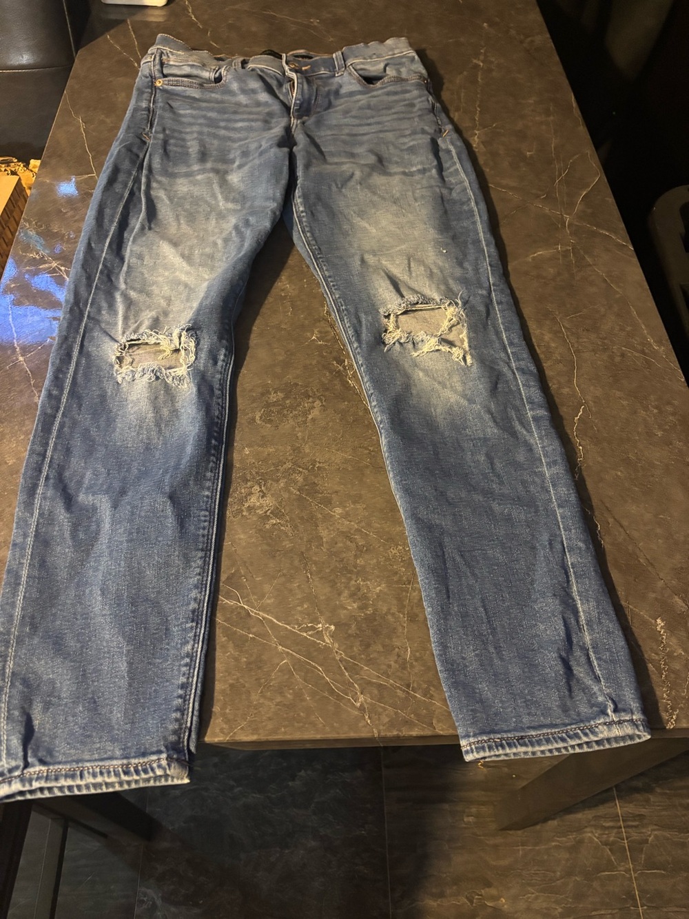 Blue Distressed Slim Jeans